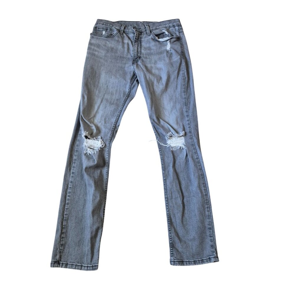 Levi's Mens 511 Distressed Gray Straight Leg Slim Denim Jeans W34‎ L34 Essential